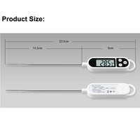Termometer Memasak Digital dengan Probe Panjang, Layar LCD Auto-Off, Bersertifikasi CE, Warna Putih untuk BBQ, Daging, Gula & Susu