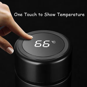 Bouteilles d'eau personnalisées intelligentes, 500ml, sans BPA, Double paroi, en acier inoxydable, isolées, portables, pour le bureau, avec écran d'affichage de la température - Product Image 6