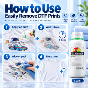 מסיר דבק מקצועי להדפסות DTF, נוזל להסרת הדבקות העברת חום על בגדים, חולצות וטקסטיל. - Product Image 1