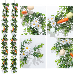 Guirlande de Pâques avec œufs, carottes, fleurs, verdure, décoration pour fête à la maison, 2 pièces - Product Image 5