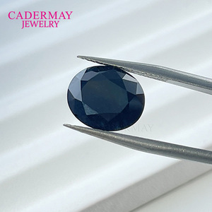 Cadermay Natural Sapphire Oval Loose Stone Deep Blue For Ring Making - Product Image 1