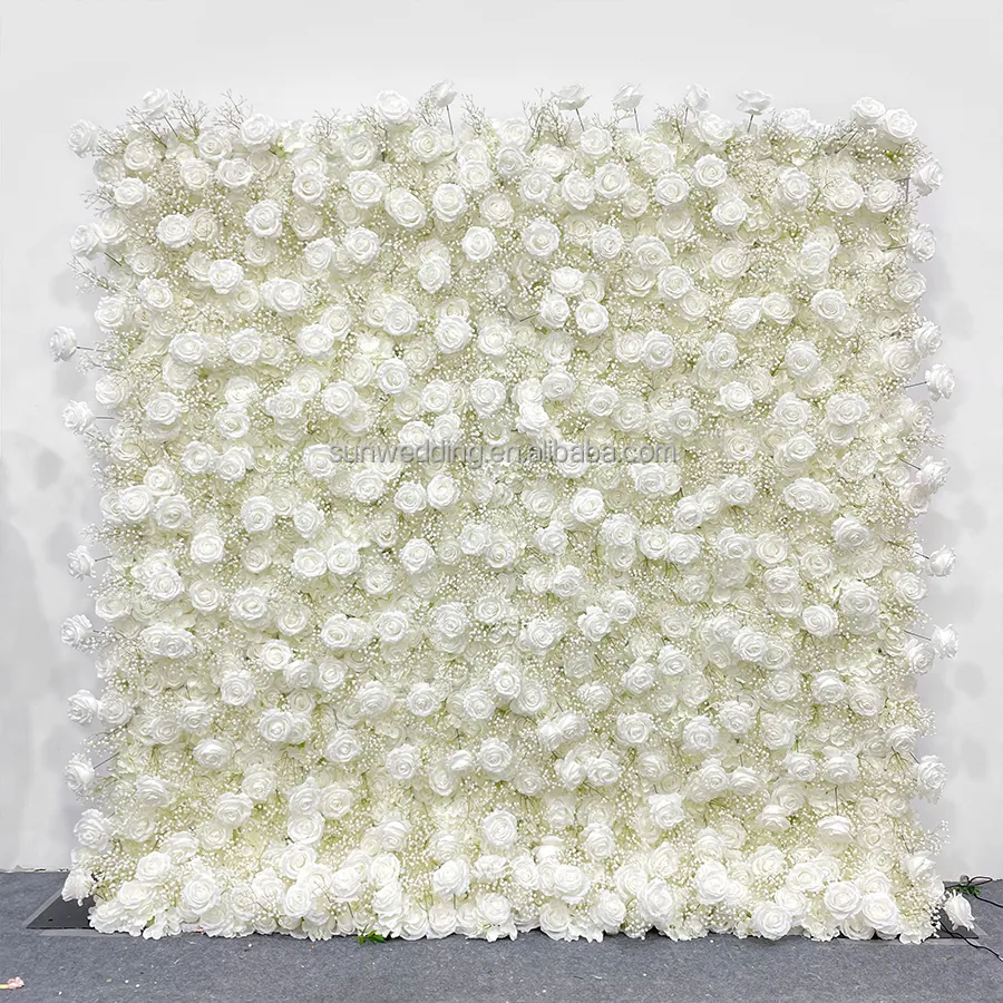 Sunwedding Pared de flores de seda boda escenario telón de fondo flores artificiales pared para decoración de pared del hogar