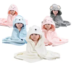 Детское банное полотенце ecowalson, полотенце для новорожденных девочек и мальчиков с капюшоном, Мультяшные полотенца из кораллового флиса для младенцев, одеяло, халат для новорожденных