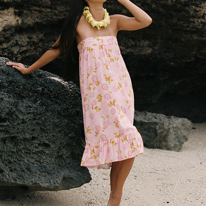 JingYu Custom-Made Casual Flowy Beach Print <b>Strapless</b> <b>Dress</b> High-Quality Soft Rayon Hawaiian <b>Dress</b> - Product Image 4