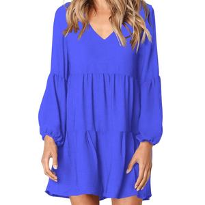 2021 Hot Selling Women <strong>Summer</strong> Tunic <strong>Dress</strong> V Neck Casual Loose Flowy Solid Aline Swing <strong>Shift</strong> <strong>Dresses</strong> - Product Image 1