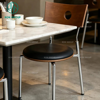 Meubles de café Ron Group, chaise en panneau de bois, canapé en cuir beige, table rectangulaire moderne en marbre pour café, restaurant
