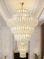 Lustre en fer de luxe à double niveau avec cristaux, hauteur réglable, LED dimmable, blanc chaud doux 2700K, IRC 90, garantie 3 ans, pour projets