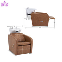 Bac à shampoing en céramique réglable en porcelaine, brun, avec chaise pour salon de beauté, équipement de salon de coiffure