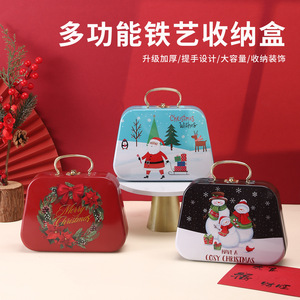 Caja Metálica de Almacenamiento Navideña con Asa, para Regalos, Dulces y Galletas, Vacía - Product Image 5