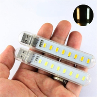 Mini lampe de lecture LED portable USB 5V DC blanc chaud, 3, 8, 16, 24 LED, lampe torche flexible pour ordinateur