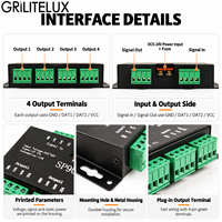 Amplificateur de signal LED RVB adressable SP901E DC5-24V 4 ports de sortie compatible avec les bandes de pixels WS2811 WS2812B