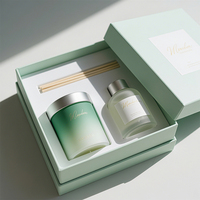 Bouteille de diffuseur de roseau en verre vide de luxe Bouteille de diffuseur d'huile essentielle en verre parfumé personnalisé avec boîte et bâtons