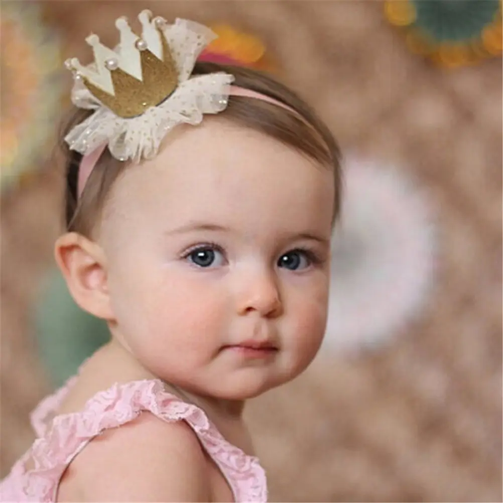 Детская эластичная Тиара для волос, Милая блестящая повязка на голову для девочек, аксессуары для волос
