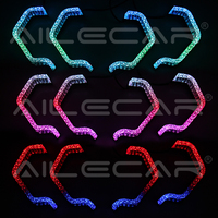 Anneau LED RGB à changement de couleur en forme de cristal acrylique populaire, avec contrôle par application, pour la rénovation universelle des phares de voiture