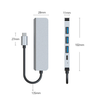 Hub USB Type C 5 ports 4K 30Hz en alliage d'aluminium USB3.0/USB2.0 pour PC/ordinateur portable - Transfert de données et recharge - En stock