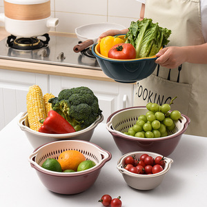 Double Layer Plastic Drain Basket Kitchen Vegetable Washing Basket Fruit Storage Colander PP Material Hand Wash Only - Product Image 3