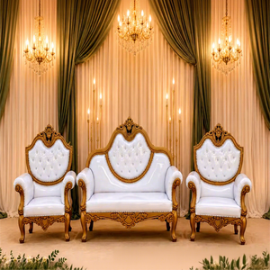 Compre al por mayor un juego de sofás para parejas de boda, estilo italiano, sofás de madera para parejas de boda, juego de sofás de 3 piezas para novios. - Product Image 1
