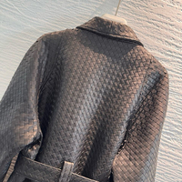 Manteau en cuir véritable tissé à la main pour femmes, veste de motard en peau de mouton pure, design automne précoce