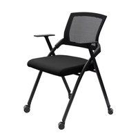 Chaise de bureau pliante contemporaine en tissu, avec cadre en acier inoxydable, gain de place, assise coulissante empilable en maille, pour formation et étude