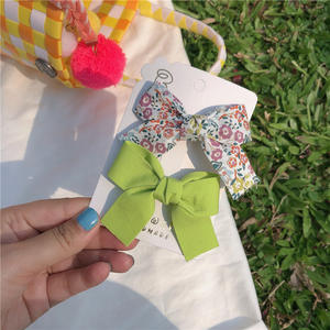 Conjunto de <span class=keywords><strong>2</strong></span> uds. De horquillas con lazo Floral para niños, tocado para niños, flequillo lateral impreso, Clip, accesorios para el cabello de moda - Product Image 4