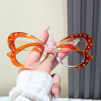 Mode papillon diamant décoration cadre lunettes femmes 2024 bleu lumière bloquant lunettes élégant coloré ordinateur lunettes