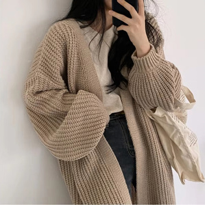 <span class=keywords><strong>Cardigan</strong></span> Oversize da Donna in Stile Coreano, Maglione Lavorato a Maglia Spessa Plus Size - Product Image 3