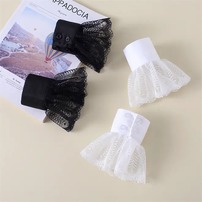 TAPA-8D009 Ethereal lace chiffon detachable false cuffs garment accessories wrist sleeve horn cuff decorative sleeve cuffs