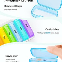 Boîte à pilules empilable en plastique, organisateur multi-couches, étui à médicaments portable, porte-comprimés transparent coloré, taille compacte