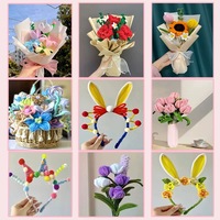 Jouets Éducatifs DIY Tiges de Chenille Fils Scoubidous 100 Pièces pour Bouquet de Fleurs Bâton Torsadé Jouets Éducatifs pour Enfants