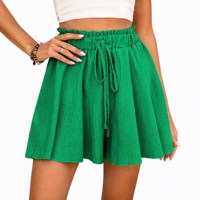 Pantalon décontracté d'été pour femme, coupe ample, longueur au-dessus du genou, avec col à revers et ceinture à nouer, personnalisation ODM en gros