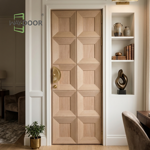 <span class=keywords><strong>Puerta</strong></span> Interior Sencilla de Madera Maciza de Roble Blanco con Diseño Geométrico de Rejilla, Precolgada, Transparente y Teñida, para Habitaciones Premium de Lujo - Product Image 1