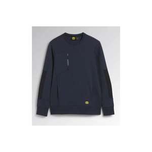 DIADORA UTILITY - 702.178756-60062/L Light interlock <b>crew</b>-<b>neck</b> classic navy <b>sweatshirt</b> with <b>black</b> side inserts on the sleeves - Product Image 1