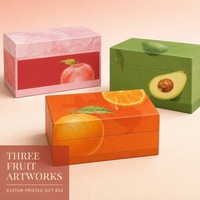 Boîte cadeau pour fruits frais avec couvercle et base, série de designs à trois fruits, emballage cadeau pour produits frais, vente en gros