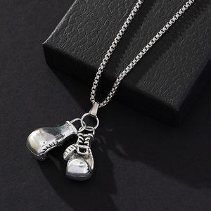 Stainless Steel <b>Boxing</b> <b>Glove</b> Pendant Necklace Zinc Alloy Antique Silver Unisex Daily Wear Fashion Body <b>Chain</b> - Product Image 1