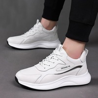 Chaussures à lacets pour hommes prêtes à être expédiées, couleur unie, rehaussantes, respirantes, à semelle épaisse, style décontracté et habillé