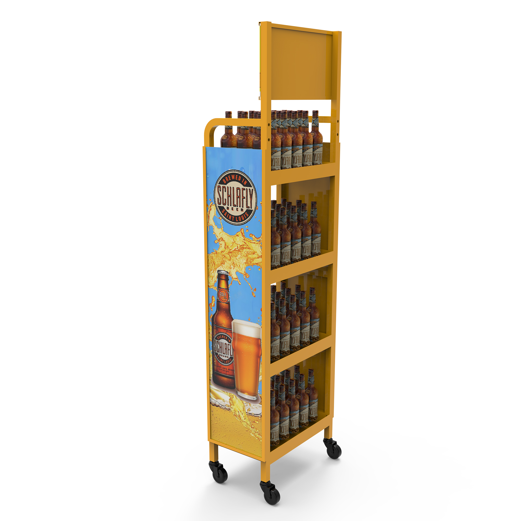 Apache Logo Panel Changeable Metal Tray Lite Beer Display Rack with Wheels — view 6