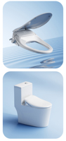 Nouveau couvercle de toilette intelligent chauffant en forme de V 2026 avec siège de bidet allongé, eau chaude instantanée, séchage à l'air et buse autonettoyante