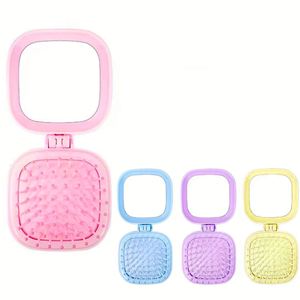 Peine Circular de Viaje de Color Sólido con Logotipo Personalizado, Mini Peine Plegable con Espejo, Cepillo para el Cabello - Product Image 2