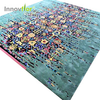 Tapis vintage rétro classique, grand accessoire rouge de salon en laine de nouvelle-zélande, moquette à main de luxe