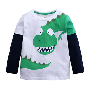 <span class=keywords><strong>T</strong></span>-<span class=keywords><strong>shirt</strong></span> pour enfant garçon, vêtement à manches longues, col roulé, dessin animé de dinosaure, printemps-automne, - Product Image 2