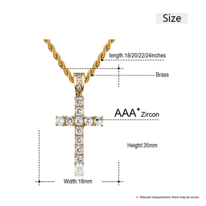 Gioielli da <span class=keywords><strong>uomo</strong></span> oro placcato ottone AAAAA CZ diamante Hip Hop oro <span class=keywords><strong>argento</strong></span> ciondolo croce con catena di corda prezzo di fabbrica - Product Image 6