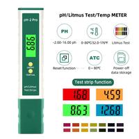 pH-mètre portable Ph-2 Pro avec fonction testeur de tournesol et écran LCD numérique ATC pour l'eau potable