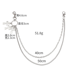 Cadena de cintura de doble capa estilo punk hip hop con cruz hueca, accesorio de aleación de zinc para uso diario y estilo urbano - Product Image 6