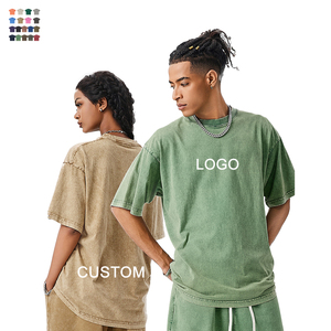 Camiseta Oversize Lisa para Impresión Digital, Estilo Vintage con Lavado Ácido, Unisex, Hombros Caídos, Algodón Grueso de Alto Gramaje - Product Image 1