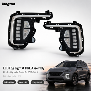 Feux de brouillard LED DRL pour Hyundai Santa Fe 2015-2016 12V, nouveaux feux de jour, feux de conduite pour pare-chocs avant - Product Image 1