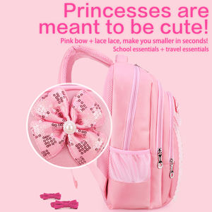 Mochila Escolar <span class=keywords><strong>de</strong></span> Princesa <span class=keywords><strong>para</strong></span> <span class=keywords><strong>Niñas</strong></span>, Reducción <span class=keywords><strong>de</strong></span> Carga 3D, Gran Capacidad, Malla Transpirable, Diseño <span class=keywords><strong>de</strong></span> Lazo Bonito, Tela <span class=keywords><strong>de</strong></span> Alta Densidad <span class=keywords><strong>para</strong></span> Niños - Product Image 2