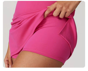 Minifalda de Golf con logotipo personalizado para mujer, falda de golf deportiva de 2 piezas de lujo con mallas recortadas, faldas de tenis para mujer - Product Image 6