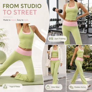 Completo da Palestra per Donna 2 in 1, Top Yoga e Pantaloni <span class=keywords><strong>a</strong></span> Zampa Morbidi, Abbigliamento Sportivo, Set Yoga per Donna, Abbigliamento Casual - Product Image 5