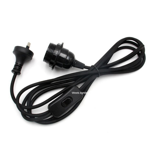 Base de bombilla roscada <span class=keywords><strong>E14</strong></span>, soporte de lámpara para juegos de luces colgantes, cable textil Vintage con interruptor de enchufe de la UE - Product Image 3