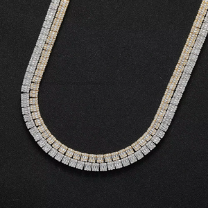 5Mm Ladder Zircon Tennis <b>Chain</b>, Men's Rock Sugar Hip-hop Necklace, Simple Box Buckle, Snap Buckle. Tanjing Fashion - Product Image 2
